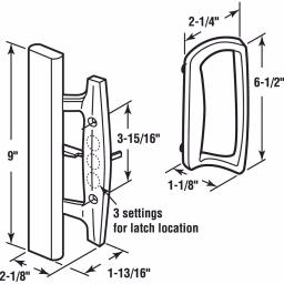 Prime-Line White Diecast Sliding Glass Door Handle Set with Wood Pull, 3-15/16 in. Mortise/Hook Style thumbnail 2