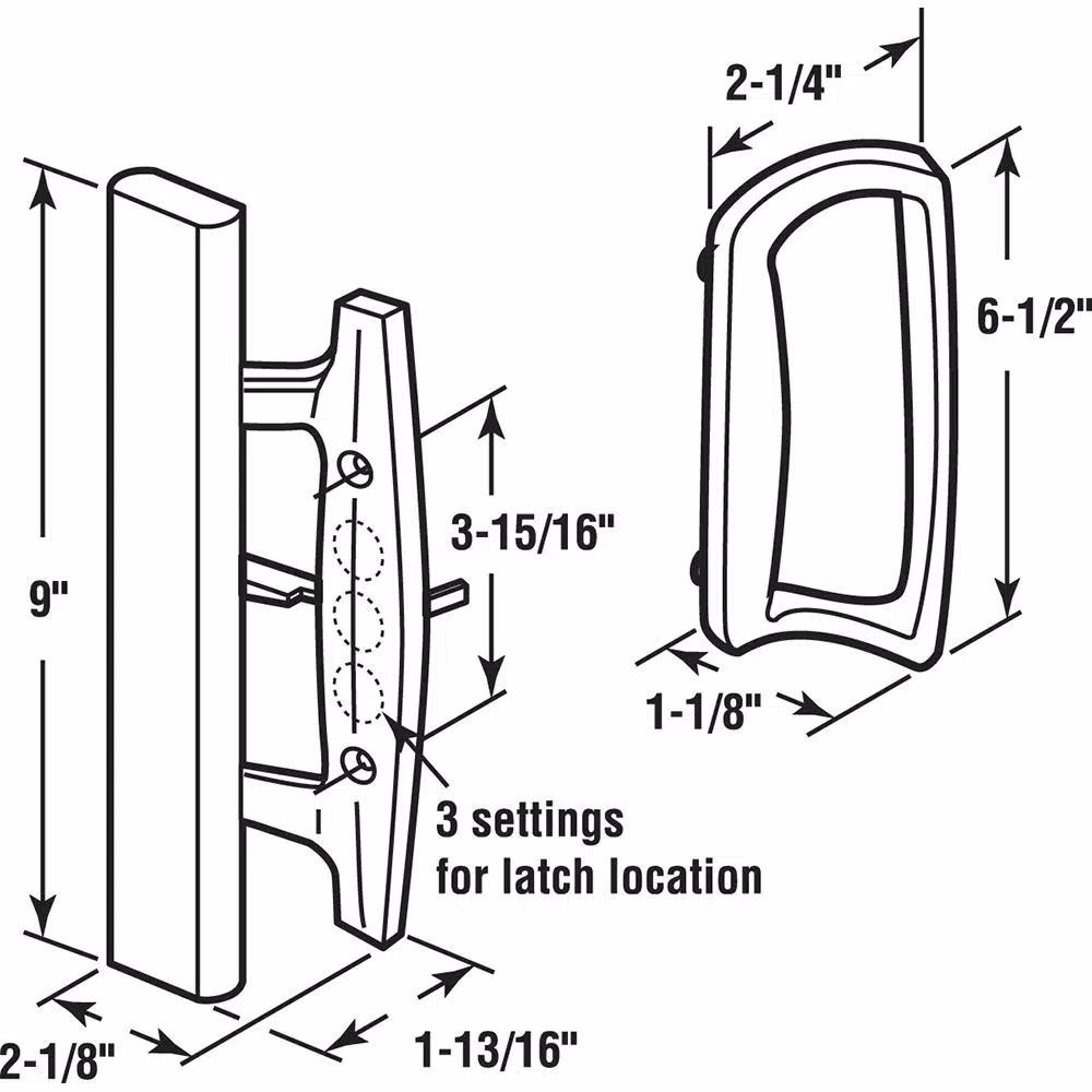 Prime-Line White Diecast Sliding Glass Door Handle Set with Wood Pull, 3-15/16 in. Mortise/Hook Style