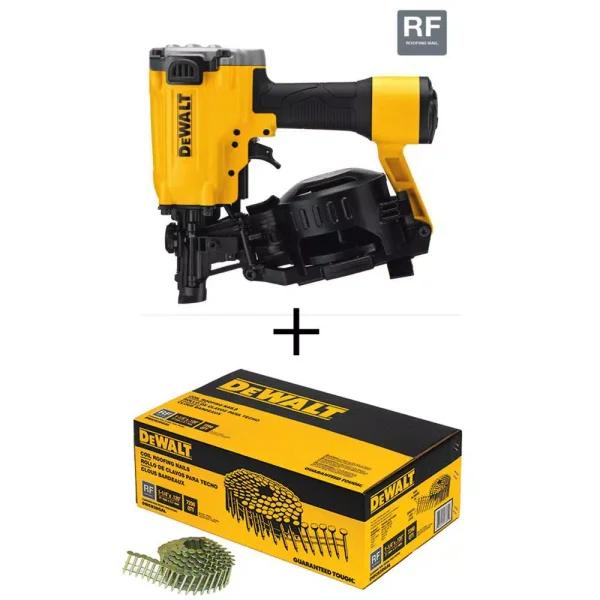 DEWALT 15-Degree Pneumatic Coil Roofing Nailer with 7,200-Pack Galvanized Steel Nails