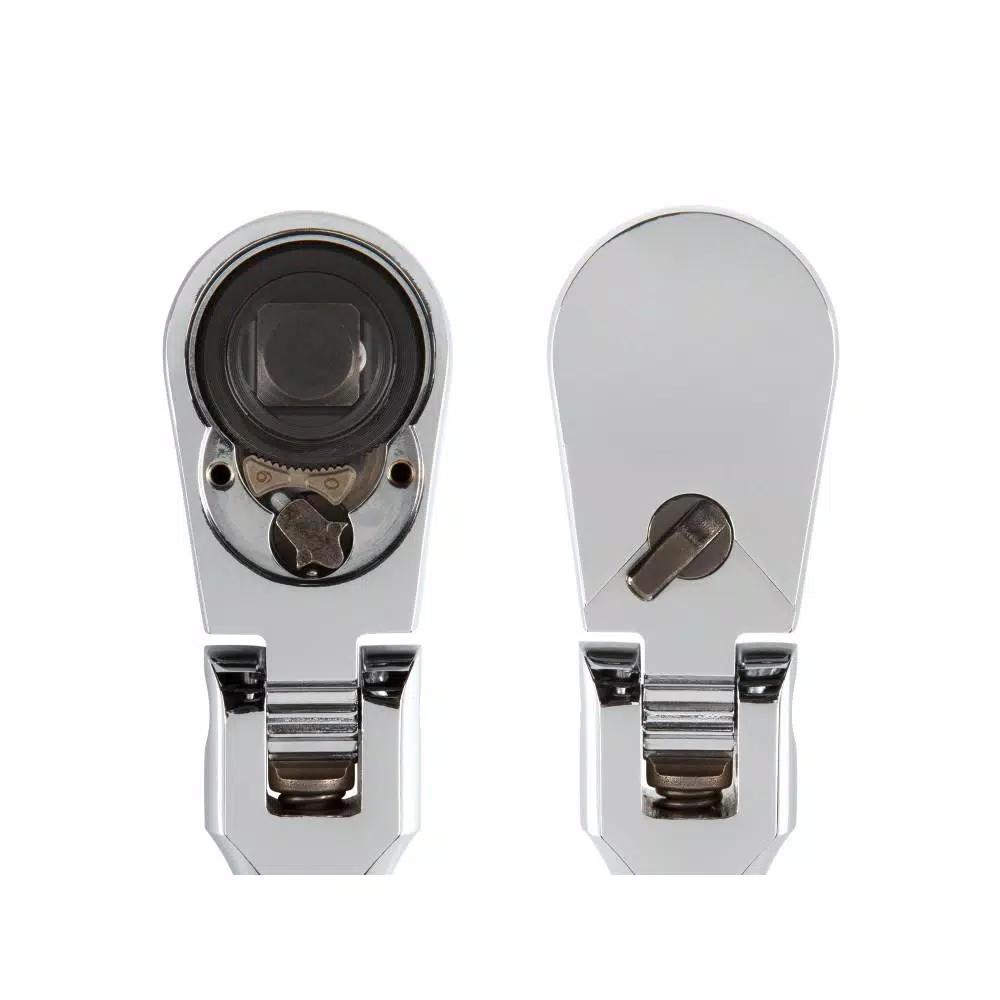 TEKTON 3-Piece Flex Ratchet Set, 1/4 in., 3/8 in., and 1/2 in. Drive, 90-Tooth, 180° Adjustable Head