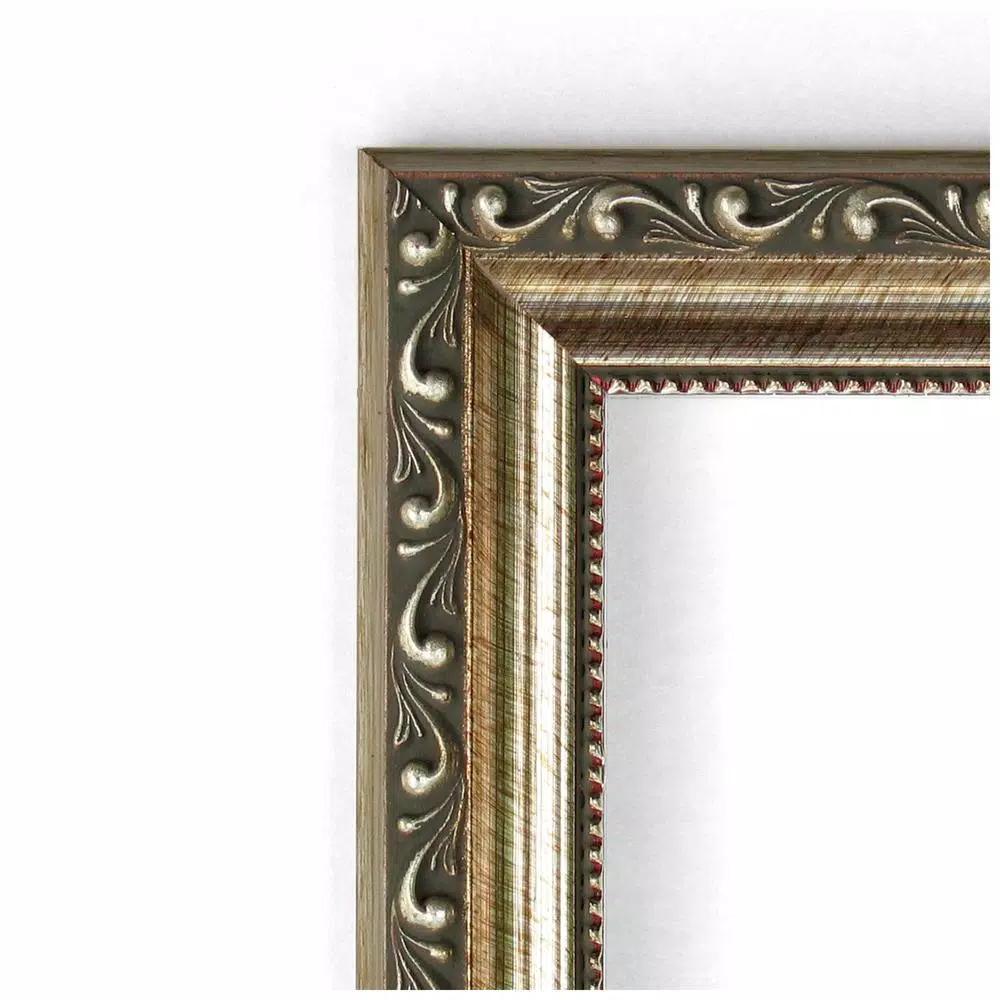 Amanti Art Parisian 22 in. Square Beveled Edge Wood Framed Bathroom Vanity Mirror, Silver Pewter