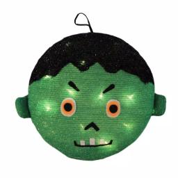 Northlight 14 in. LED Mummy and Frankenstein Halloween Hanging Decorations, Set of 2 thumbnail 2