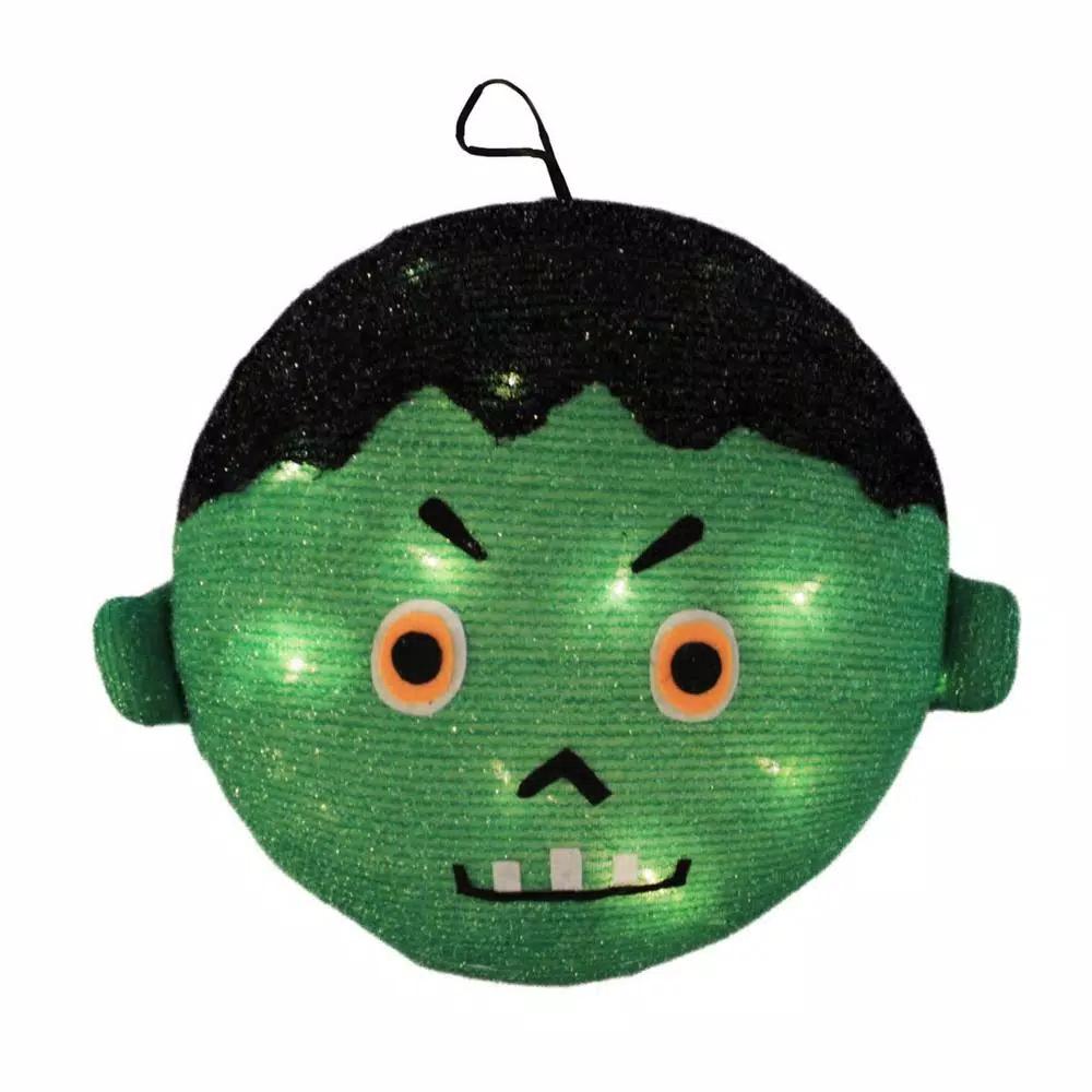 Northlight 14 in. LED Mummy and Frankenstein Halloween Hanging Decorations, Set of 2