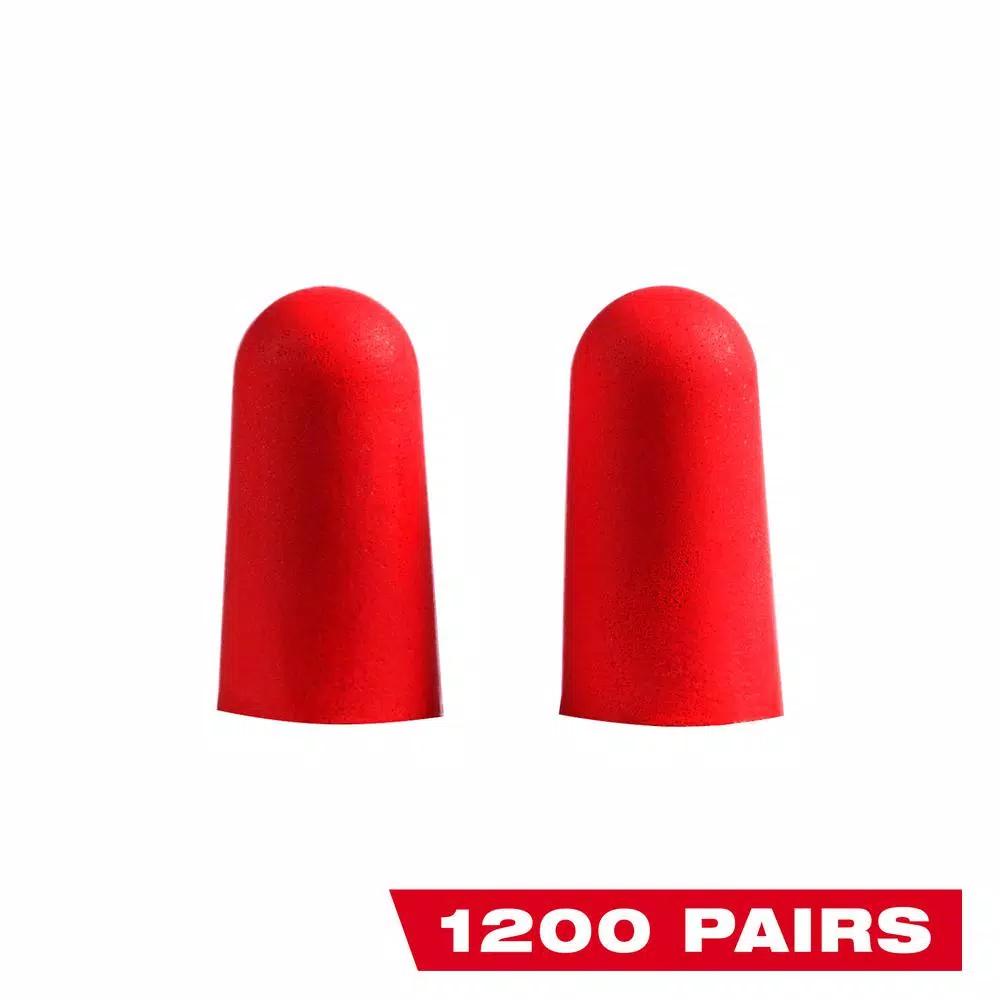 Milwaukee Red Disposable Foam Earplugs, 1200-Pack, 32 dB NRR