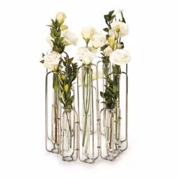 Two's Company Lavoisier Gold Stainless Steel and Glass Hinged Flower Vases, Set of 10 thumbnail 2