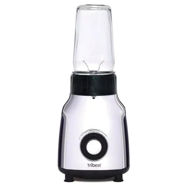 Tribest Glass Personal Blender, 42 oz. 4-Speed Chrome Electric Blender with Stainless Steel Blades