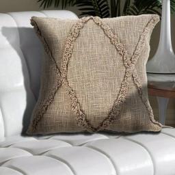 LR Resources Taupe Solid Hypoallergenic Cotton Throw Pillow with Polyester Insert, 20 x 20 in. thumbnail 1