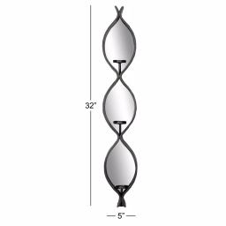 LITTON LANE Eclectic Black Metal Mesh Ellipse Wall Sconces with Mirror Inlays, Set of 2 thumbnail 4