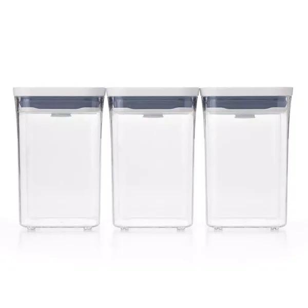 OXO Good Grips 3-Piece POP Container Set, 1.1 Qt Small Square Airtight Food Storage