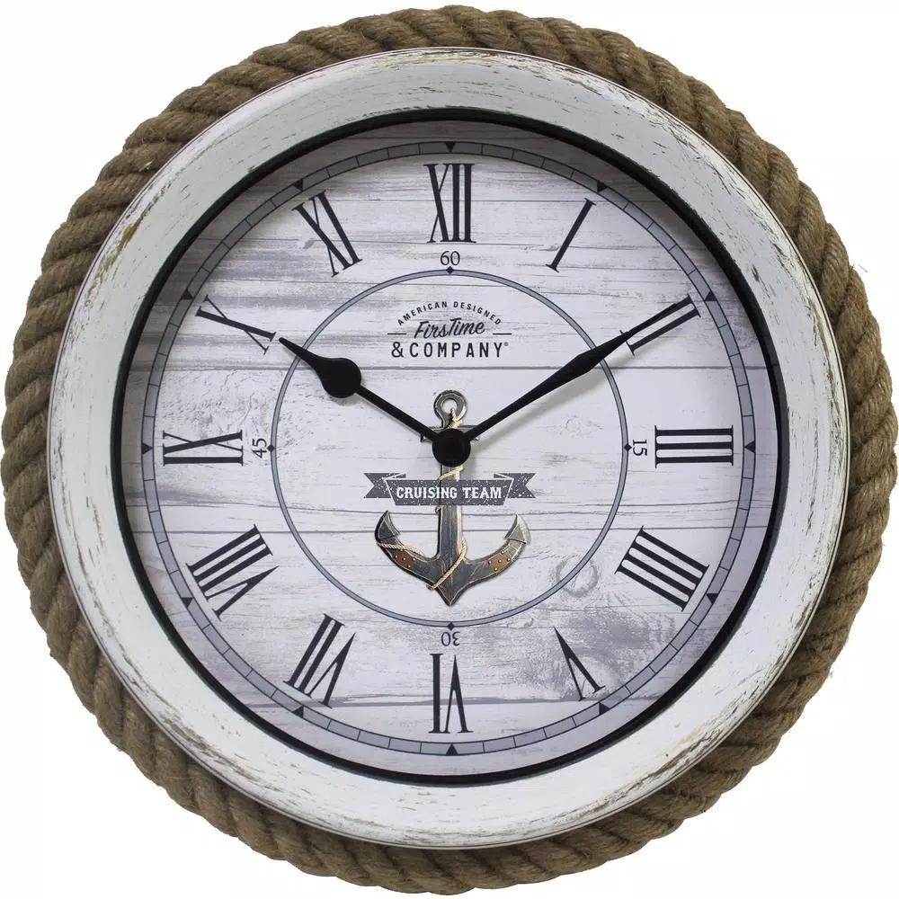 FirsTime & Co. FirsTime and Co. 10 in. Dock Rope Nautical Wall Clock - Distressed White