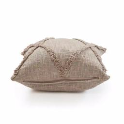 LR Resources Taupe Solid Hypoallergenic Cotton Throw Pillow with Polyester Insert, 20 x 20 in. thumbnail 4