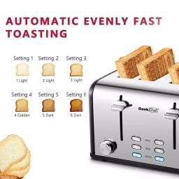 Boyel Living 1650W 4-Slice Wide Slot Toaster with Dual Independent Control Panels, Stainless Steel thumbnail 9