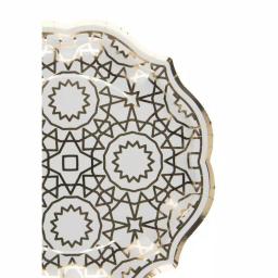 Sugar Plum Party SugarPlum Collection Boho Octagon Paper Dinner Plates, Cream White and Gold, 16-Piece Set thumbnail 2