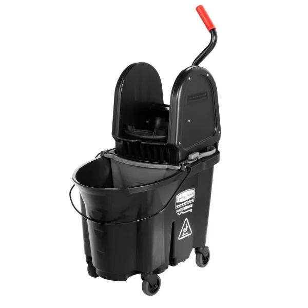 Rubbermaid Commercial Products Rubbermaid Executive WaveBrake 35 Qt. Mop Bucket and Down Press Wringer Combo, Black