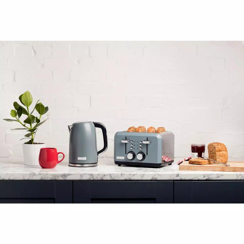Haden Perth 1.7L Electric Kettle, 7-Cup Stainless Steel with Auto Shut-Off and Boil-Dry Protection, Grey