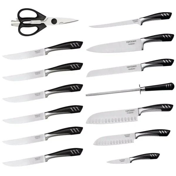 Top Chef Officially Licensed 15-Piece Stainless Steel Knife Set with Wood Block