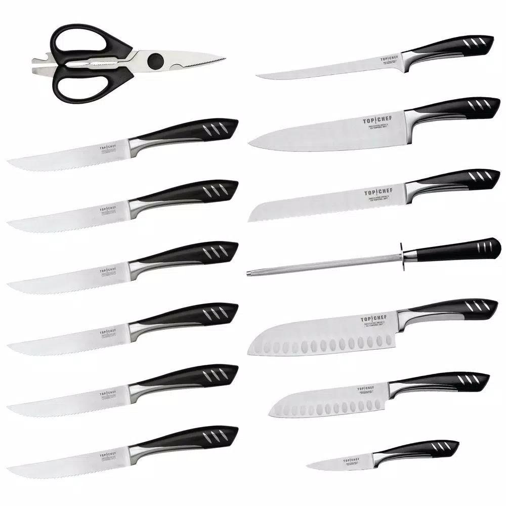 Top Chef Officially Licensed 15-Piece Stainless Steel Knife Set with Wood Block