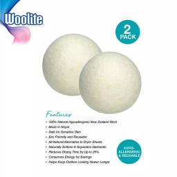 Woolite 100% Wool Dryer Balls, 2 Pack - Natural Alternative to Dryer Sheets thumbnail 4