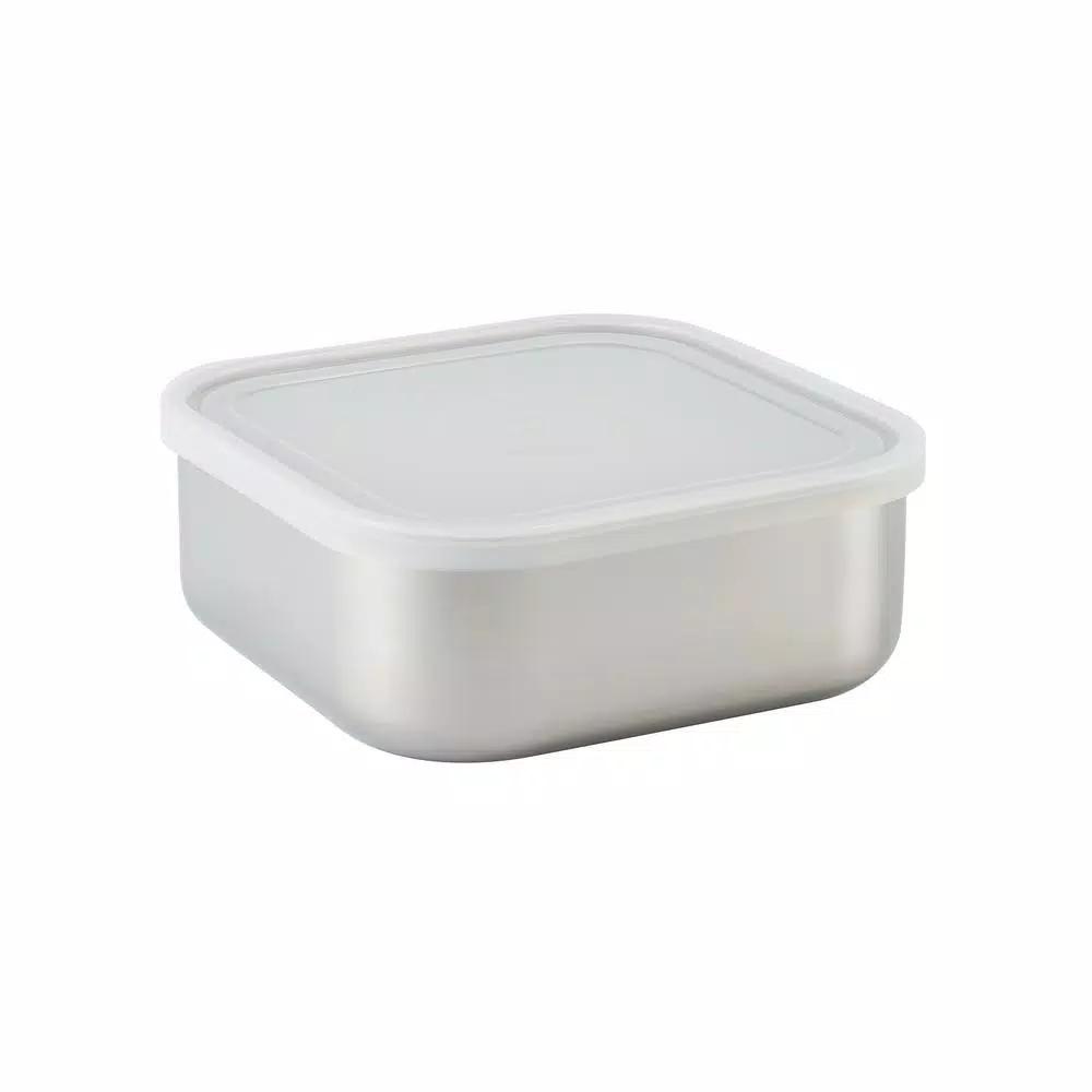 Tramontina 3-Piece Stainless Steel Square Food Storage Container Set with Frosted Lids