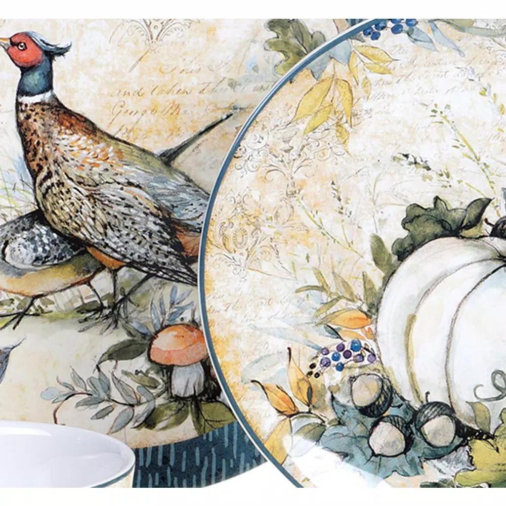 Certified International Harvest Gatherings 9 in. 2-Tier Earthenware Server