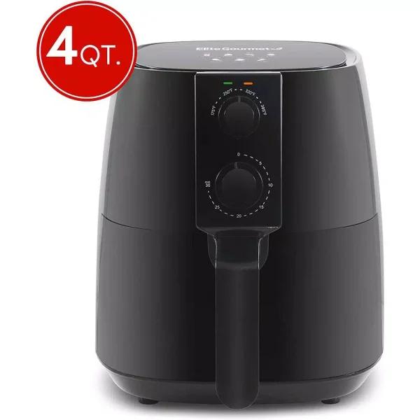 Maximatic Elite Gourmet 4 Qt. Air Fryer, 1000W Oil-Free Countertop Cooker, Black