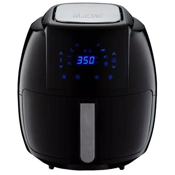GoWISE USA 7.0 Qt. Black Electric Air Fryer with 8-in-1 Functionality and Recipe Book