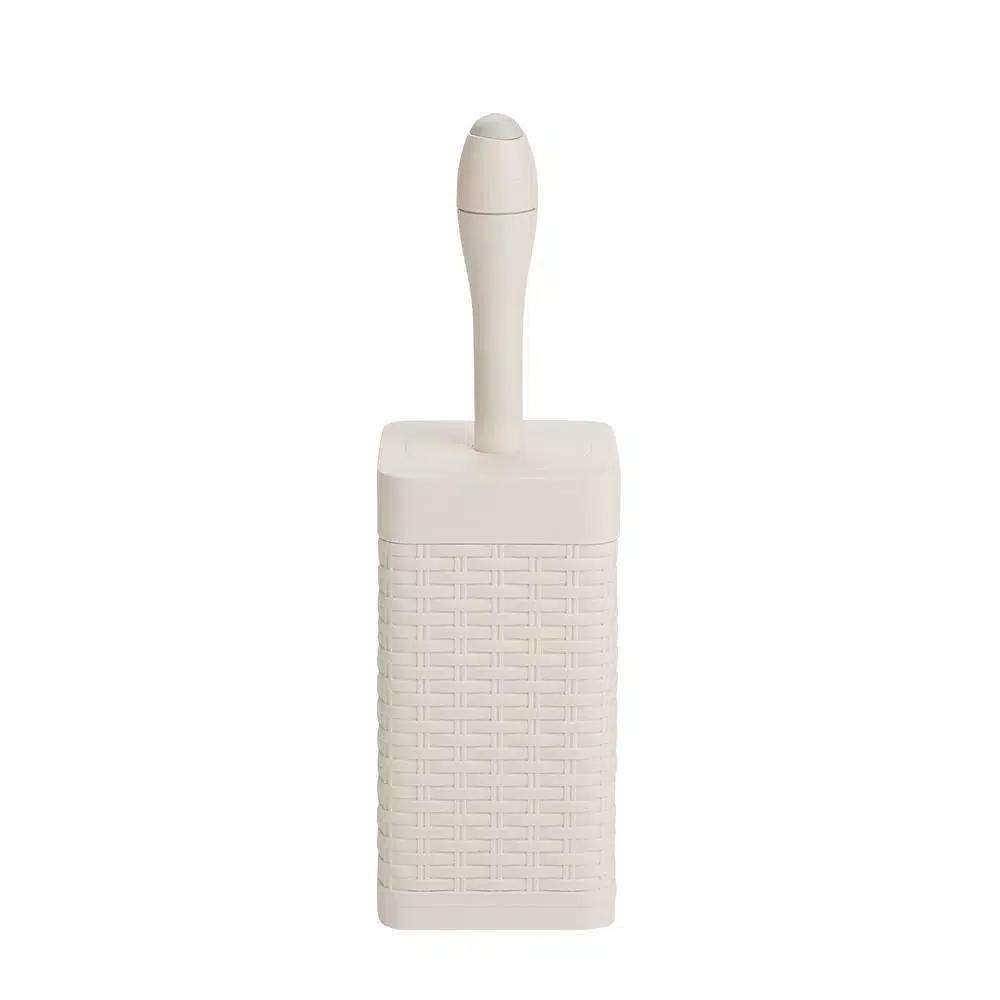 Mind Reader 12 in. Plastic Toilet Brush and Holder Set, Ivory
