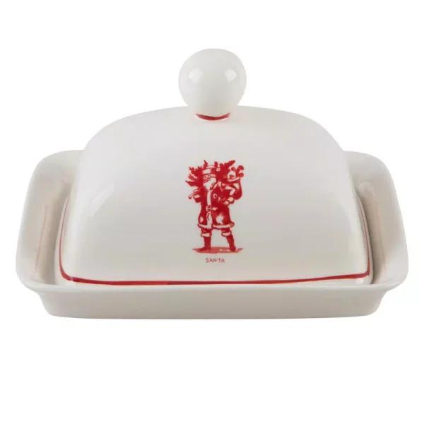 Molly Hatch 6.75 in. Santa Stoneware Butter Dish