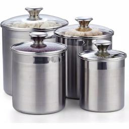 Cooks Standard 4-Piece 18/10 Stainless Steel Canister Set with Tempered Glass Lids thumbnail 6