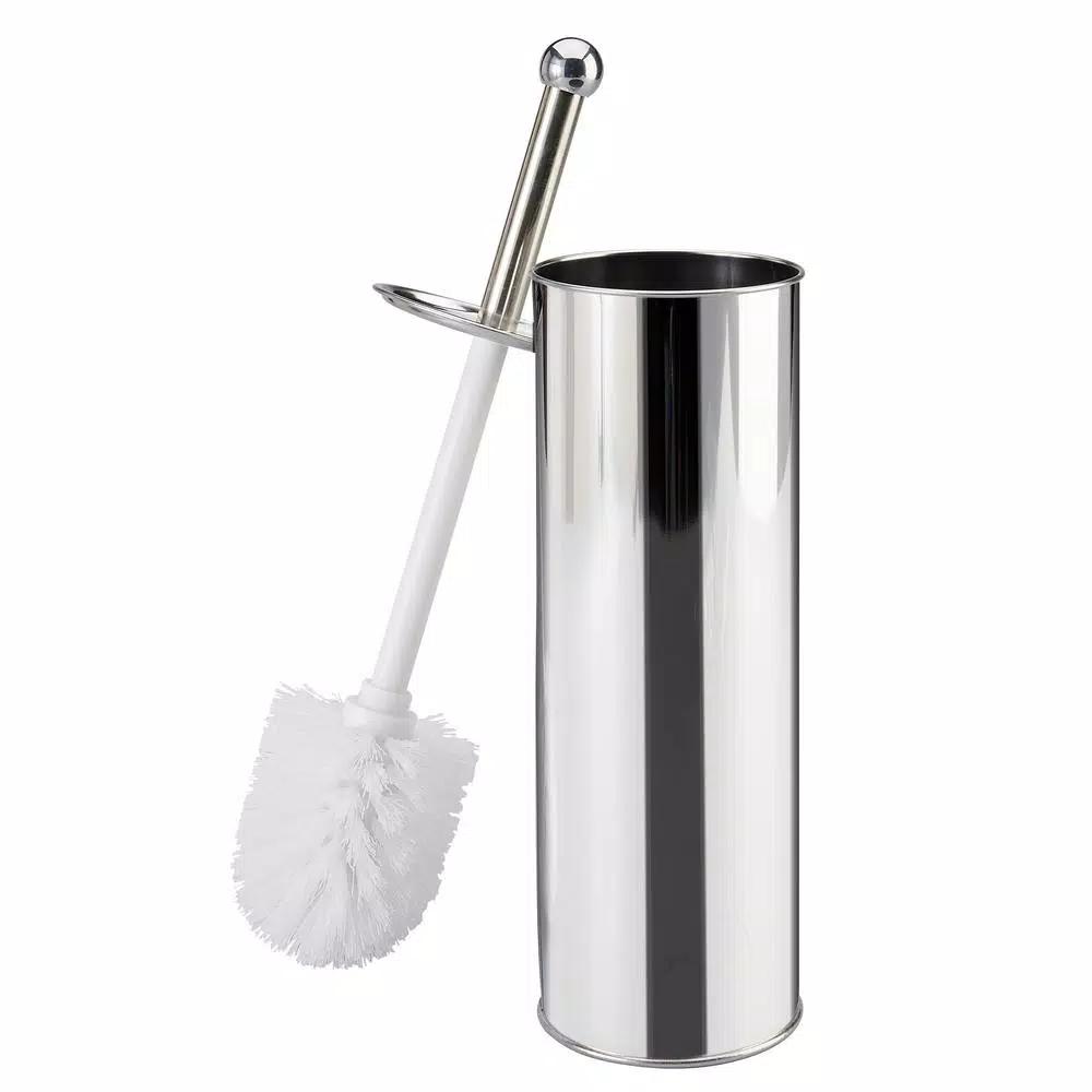 Bath Bliss Chrome Toilet Brush and Holder Set with Stainless Steel Canister