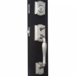 Baldwin Prestige Wesley Single Cylinder Satin Nickel Handleset with Arch Rose Carnaby Knob and SmartKey Security thumbnail 3