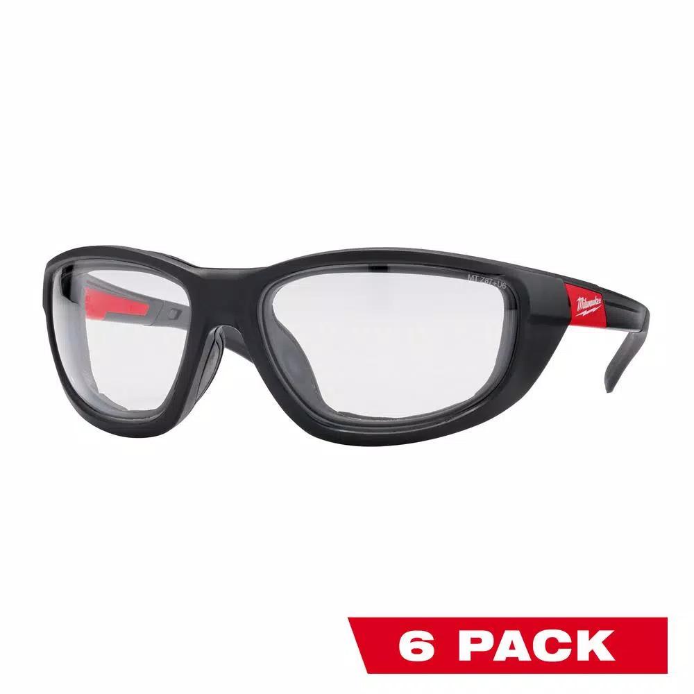 Milwaukee Performance Safety Glasses with Clear Fog-Free Lenses and Gasket, 6-Pack