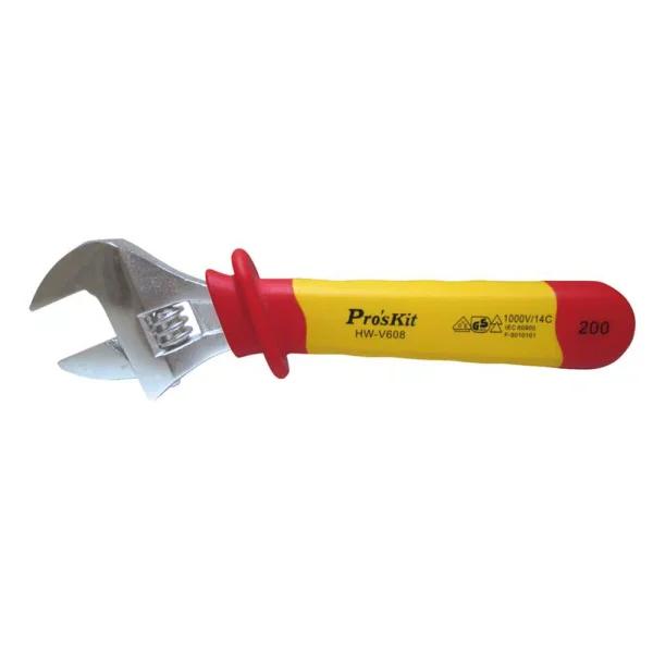 Pro'sKit 8 in. VDE 1000V Insulated Adjustable Wrench with Parallel Jaws