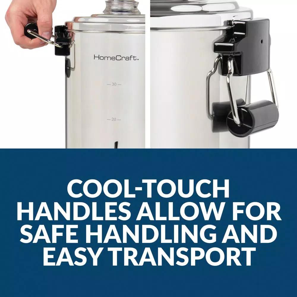 HomeCraft 30-Cup Stainless Steel Electric Coffee Urn with Reusable Filter