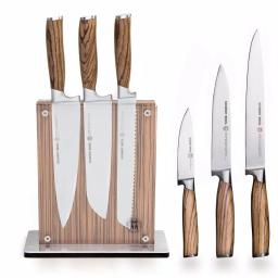 SCHMIDT BROS. 7-Piece Zebra Wood and German Stainless Steel Knife Set with Magnetic Midtown Block thumbnail 1