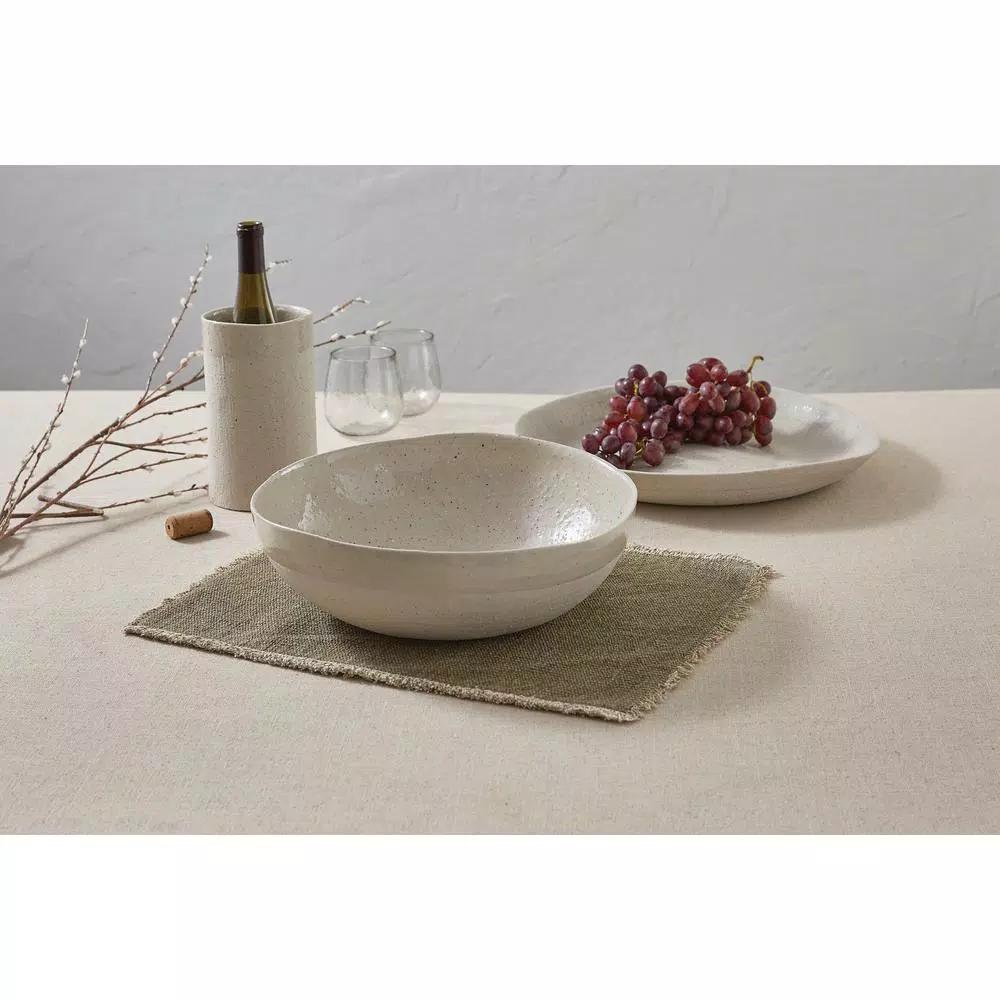 Split P Sandstone Ceramics Organic Shaped Stoneware Centerpiece Serving Platter, 16 in.
