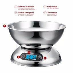 Escali Rondo Stainless Steel Digital Food Scale with Removable Bowl thumbnail 3