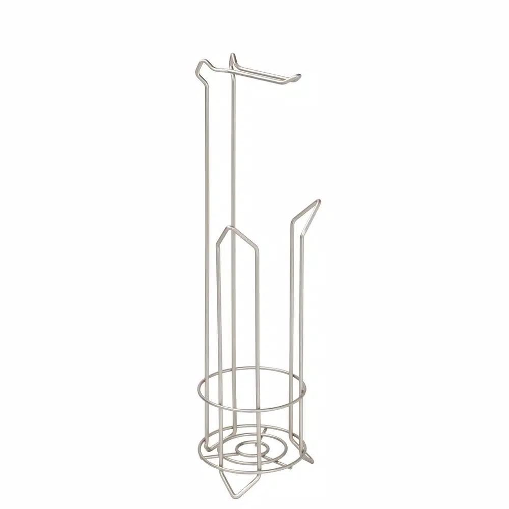 Bath Bliss Satin Nickel Toilet Paper Holder and Stand with Extra Roll Storage