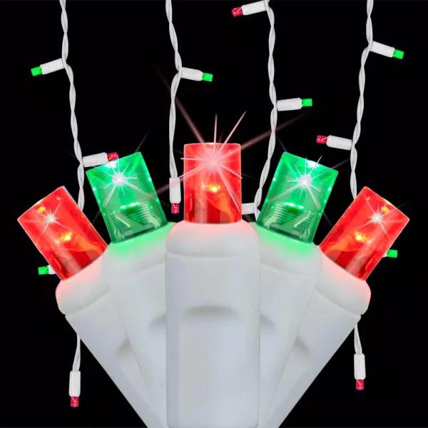 Wintergreen Lighting SoftTwinkle 7 ft. LED Red and Green Icicle Lights, 70 Lights