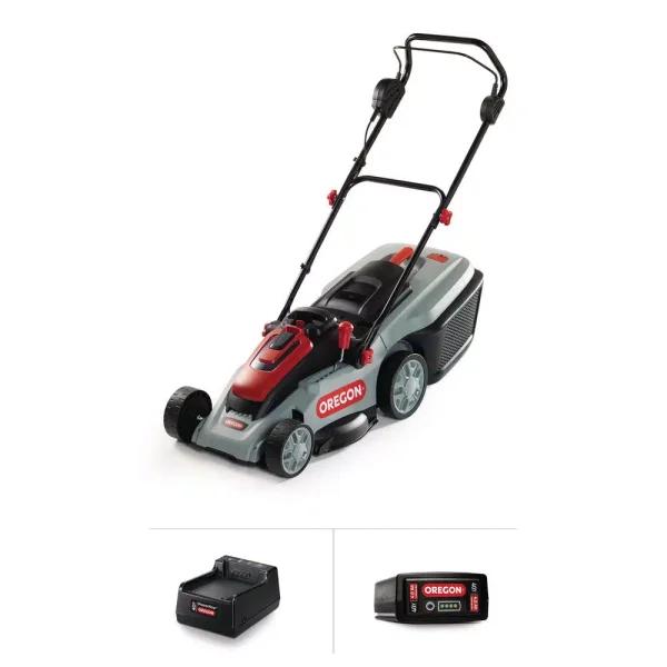 Oregon 40V Brushless Lithium-Ion Cordless Walk Behind Push Lawn Mower with 4.0 Ah Battery and Charger, 16 in.