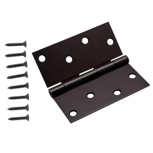 Everbilt 4 in. Matte Black Square Corner Smooth Action Butt Door Hinge, 3-Pack