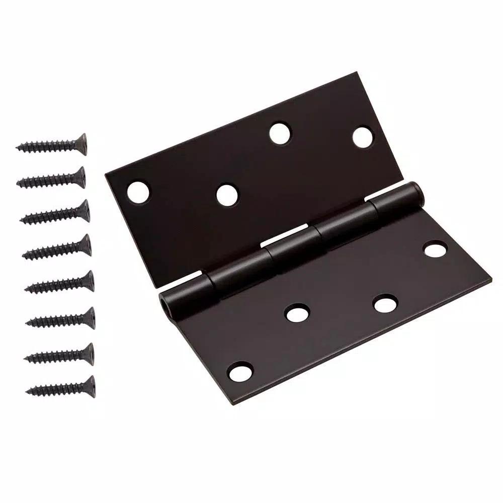 Everbilt 4 in. Matte Black Square Corner Smooth Action Butt Door Hinge, 3-Pack