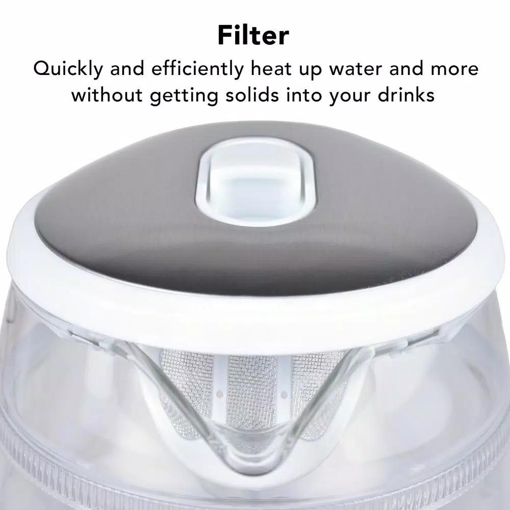 Tribest Glass Raw Tea Kettle, 1.7L Electric Kettle with Precision Temperature Presets, White