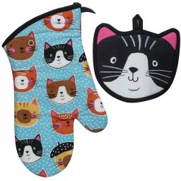 Kay Dee Crazy Cat Cotton Multi Kitchen Textile Set - 4 Piece Set thumbnail 2