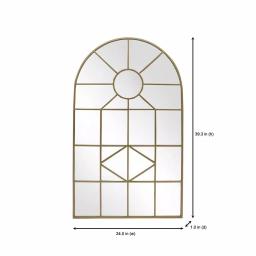 Home Decorators Collection Arched Gold Windowpane Accent Mirror, 24 x 39.3 in. thumbnail 2