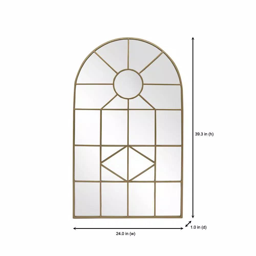 Home Decorators Collection Arched Gold Windowpane Accent Mirror, 24 x 39.3 in.