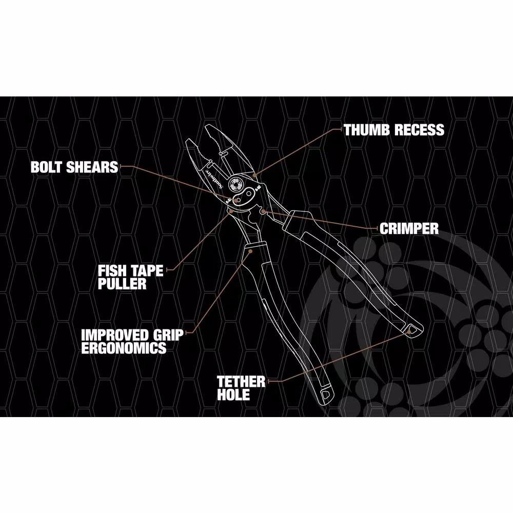 Southwire SCP9TPCB 9 in. Side-Cutting Combination Pliers Multi-Tool