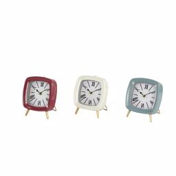 LITTON LANE Set of 3 Square Metal Table Clocks with Gold Feet and Retractable Stands - Mauve, White, and Blue thumbnail 2