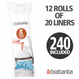 Brabantia Code X Trash Can Liners, 2.6 to 3.2 Gallon (10-12 L), 240 Count (12 Packs of 20) thumbnail 2