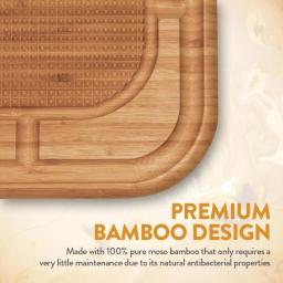 Unbranded Bambsi Bamboo Meat Carving Board with Pyramid Design and Juice Groove, Reversible Large Cutting Board thumbnail 3